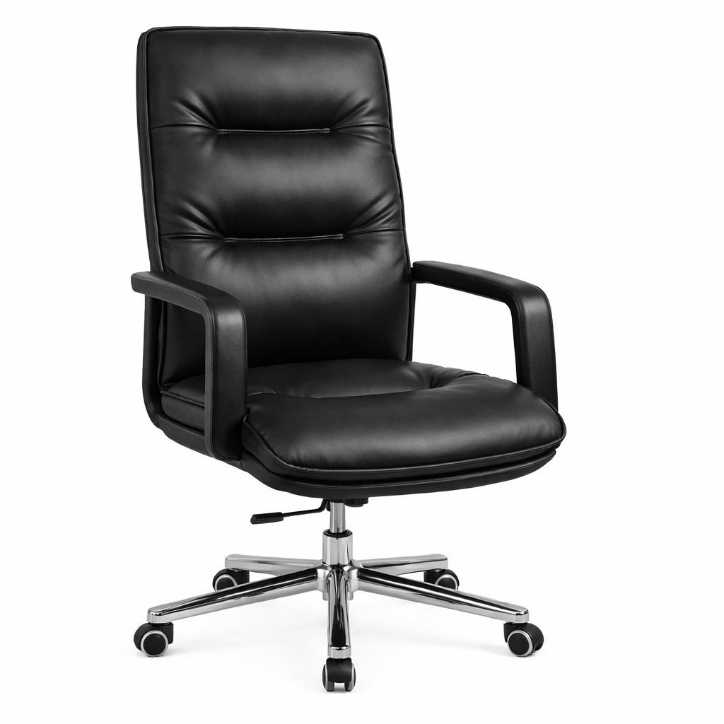 High back black swivel office chair