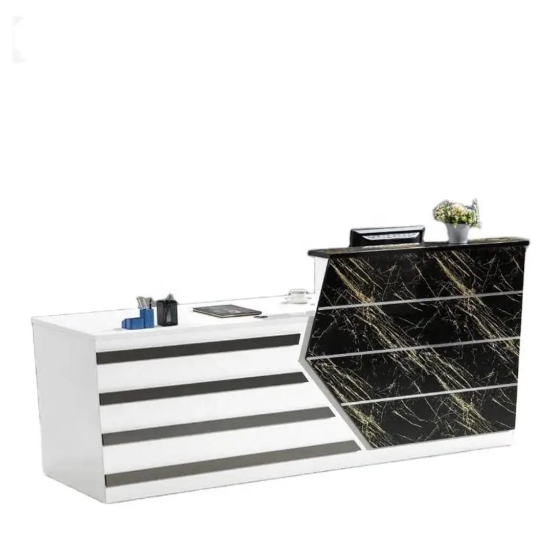1.6m Reception Table White & Black Marble Finish in Juba, South Sudan